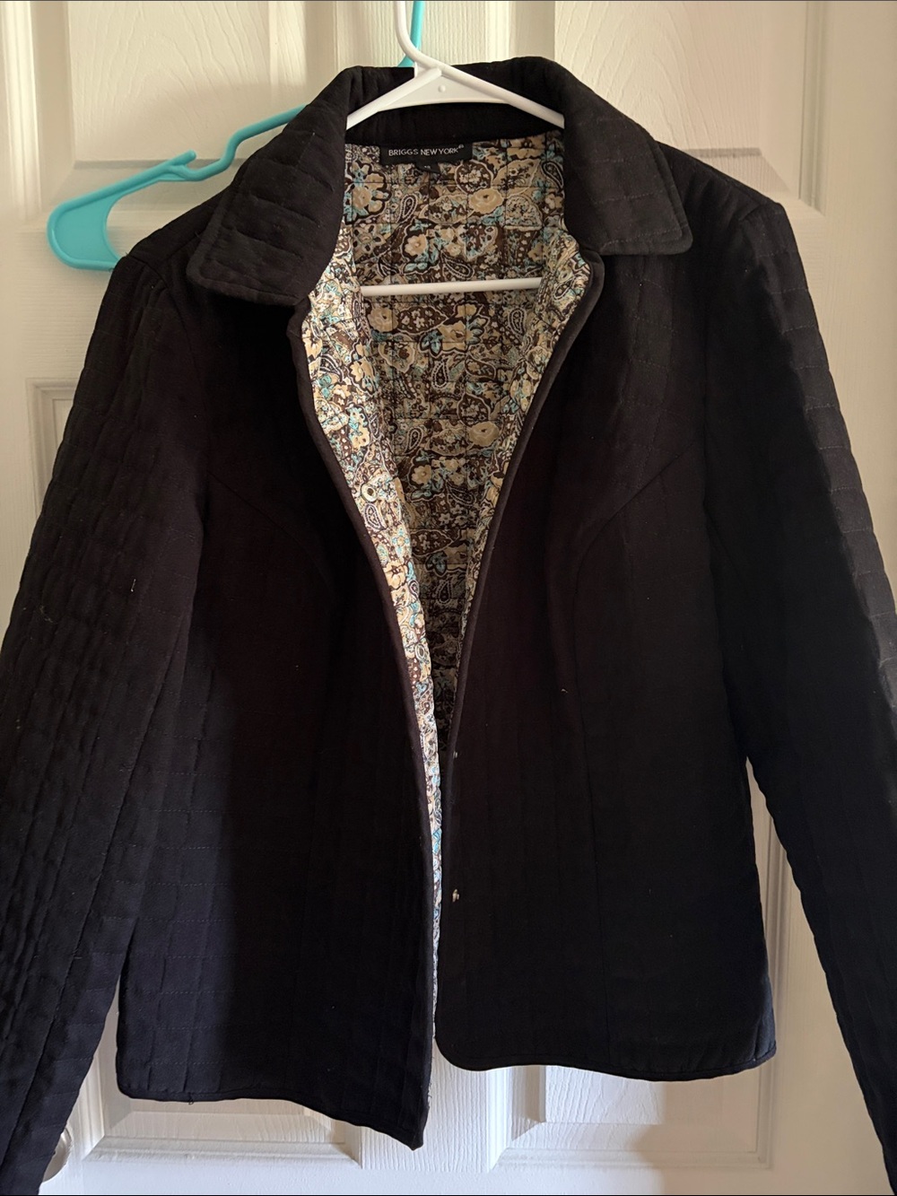 Briggs New York Black Quilted Jacket with Floral Lining